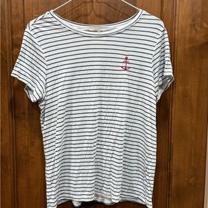 Striped White and Blue Women's Top